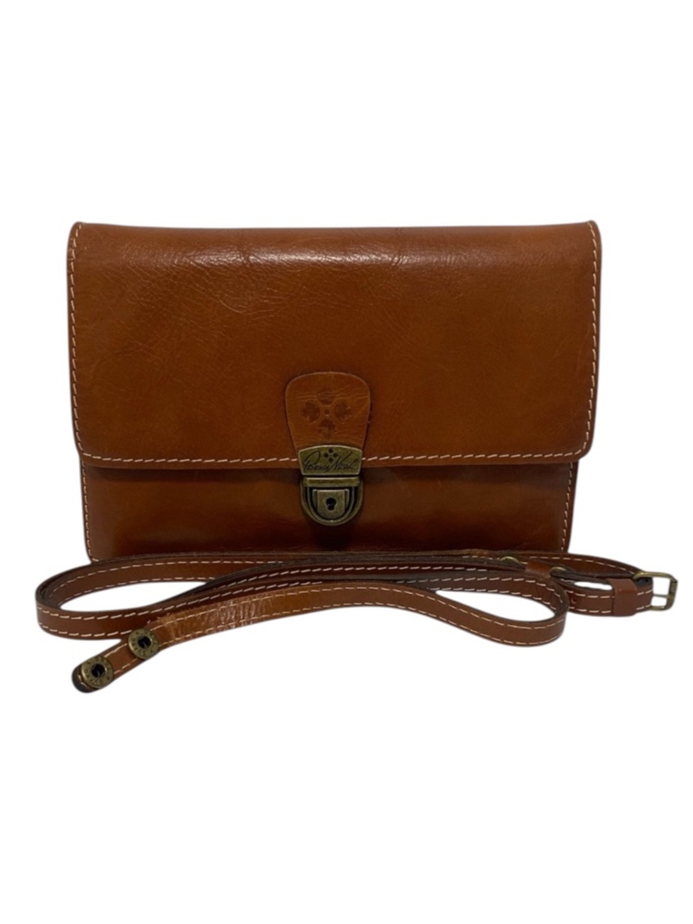 Patricia Nash Brown Leather Convertible Crossbody Clutch - Like New